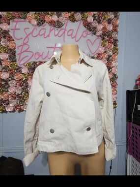 Women’s Cream Utility Cropped Double-Breasted Jacket